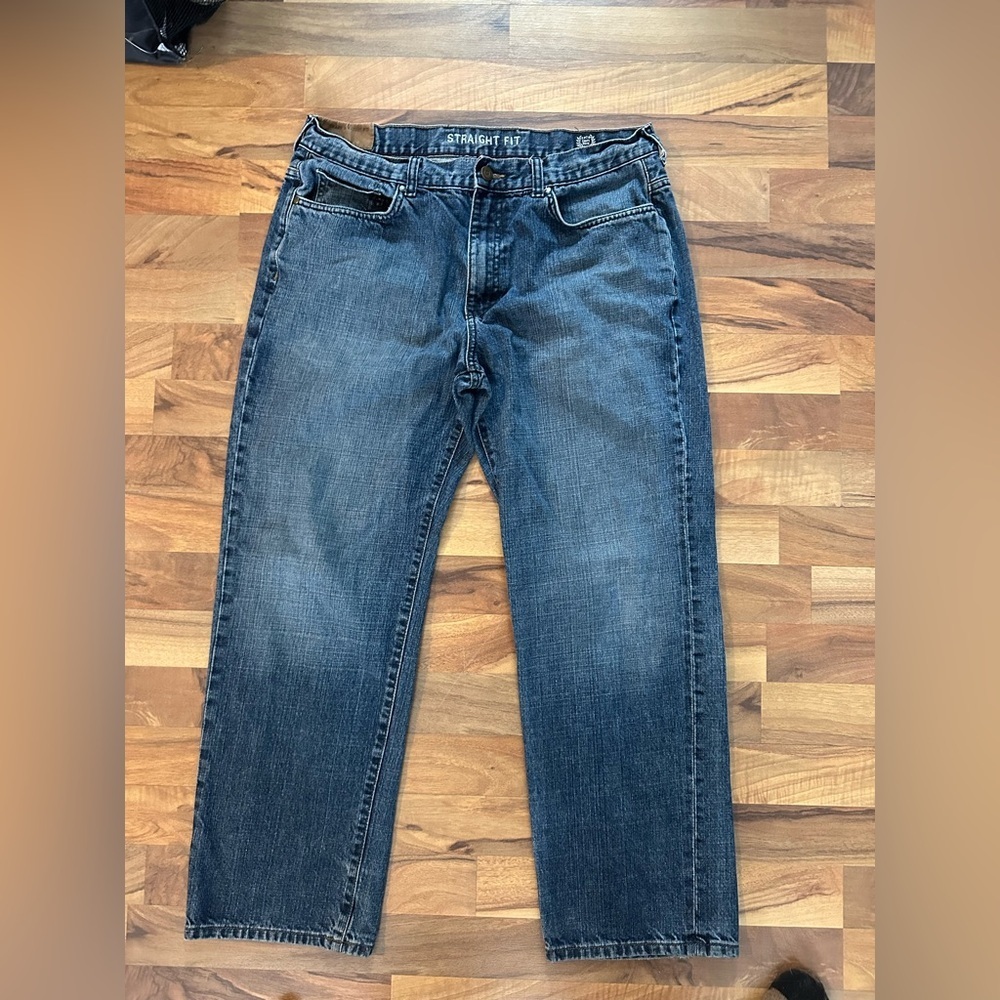 Chaps Men's Straight Fit Dark Blue Jeans - Picture 1 of 4